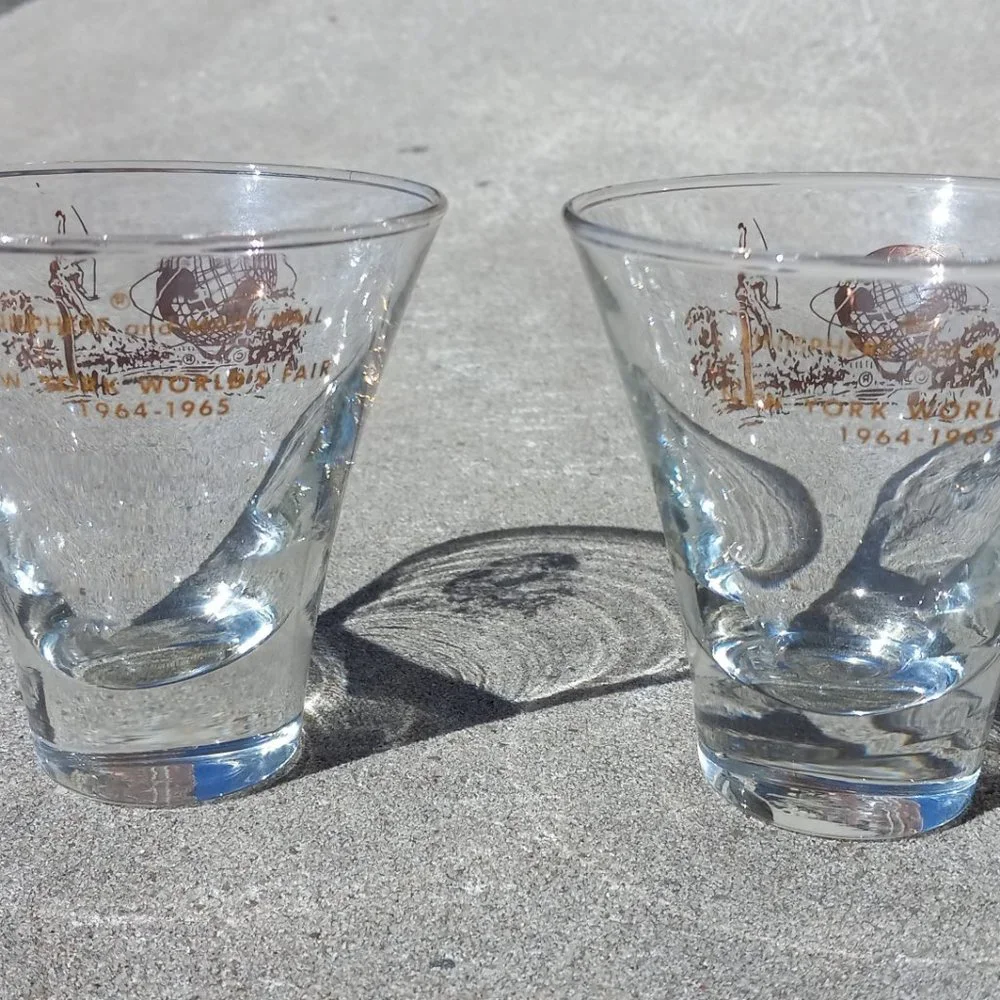 MCM Barware World's Fair New York 1964-1965 Pair (2) Souvenir SHOT GLASS…